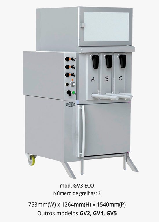 grelhador vertical elétrico de 3 grelhas