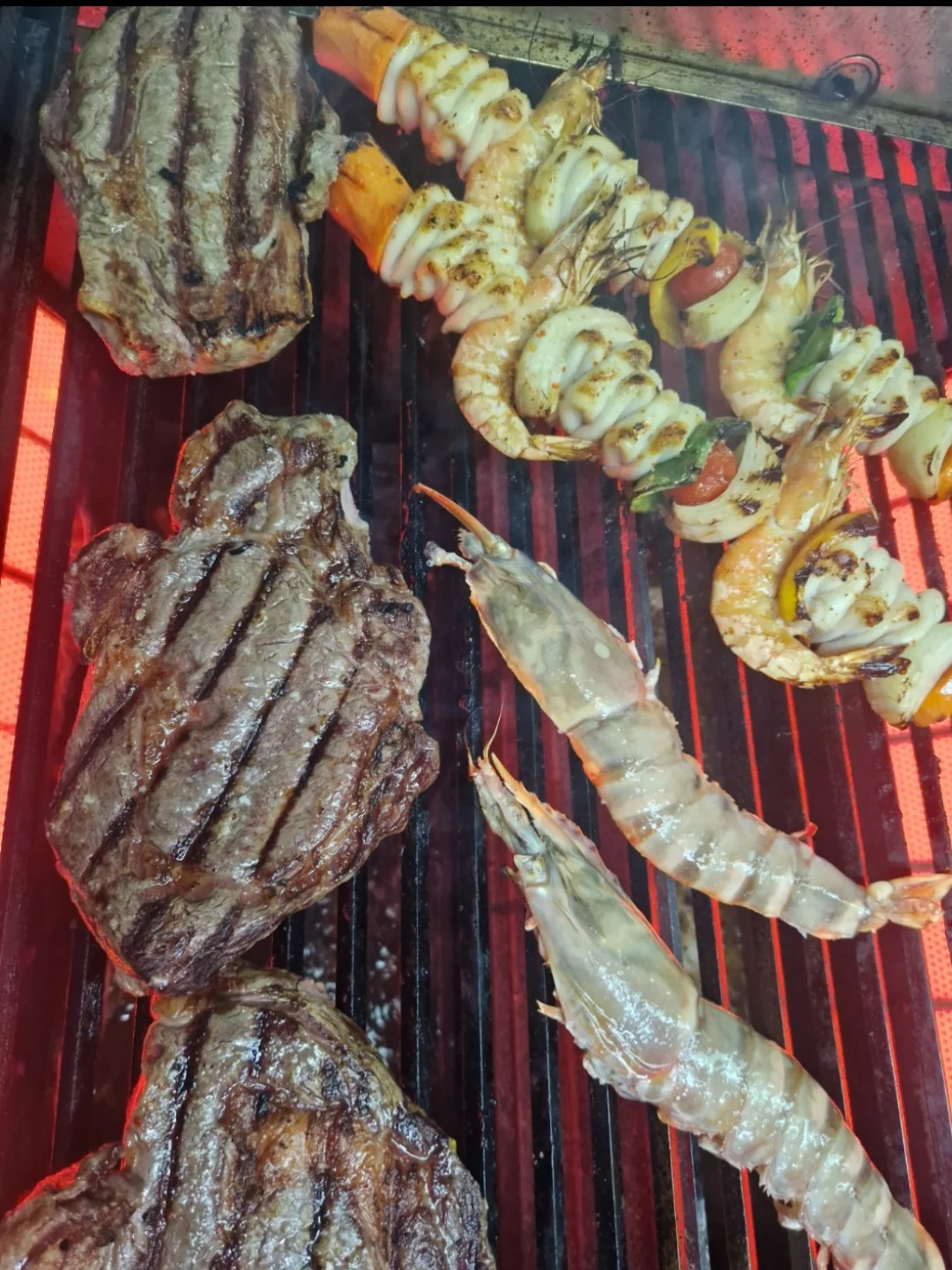 Diferentes tipos de peixe grelhados num equipamento GRESILVA